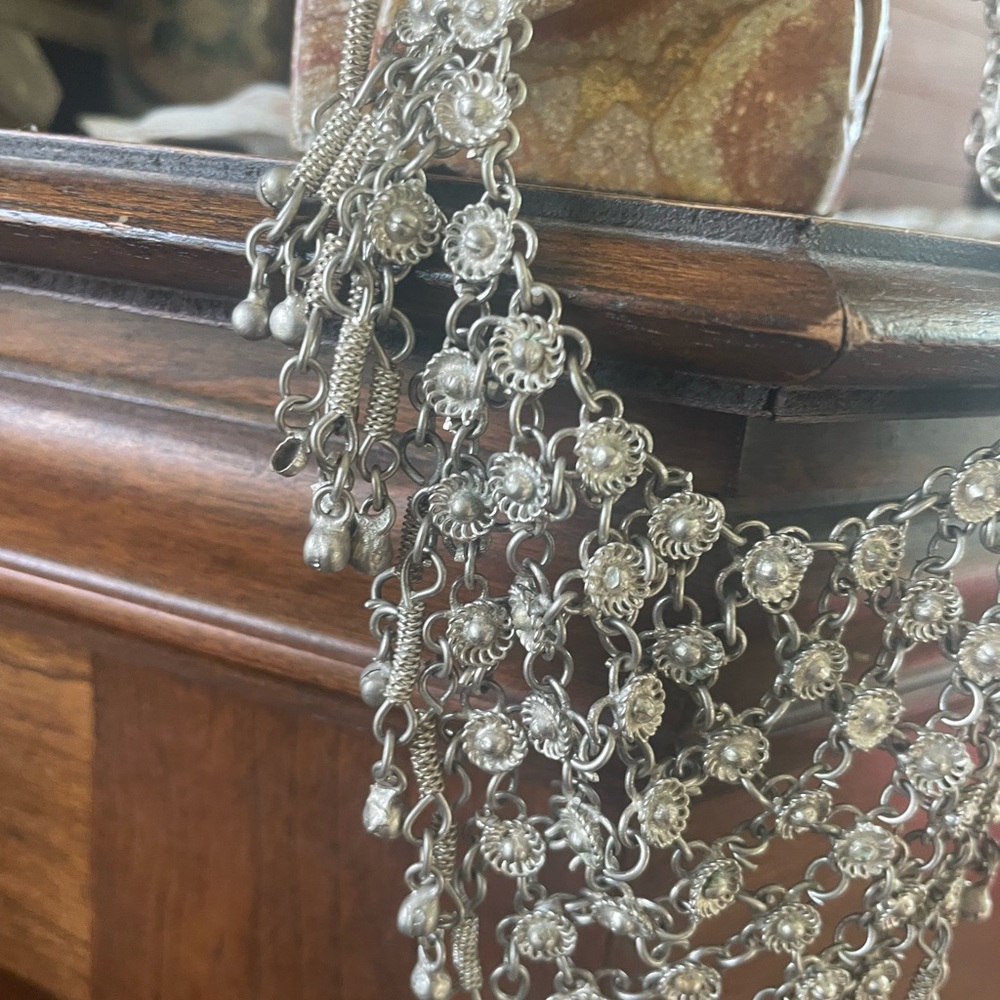 Vintage tribal ethnic linked bib necklace - Picture 3 of 4